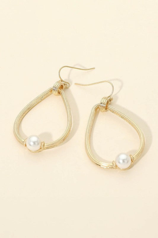 Pearl Textured Chunky Teardrop Dangle Earrings