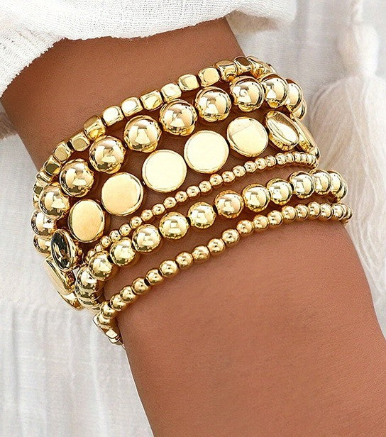 Multi Ball Chain Bead Mix Stretchable Bracelet