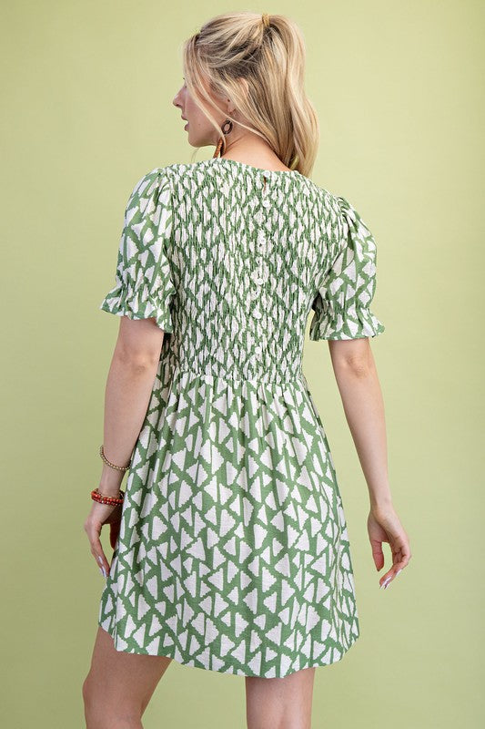 3/4 Length Sleeve Mini Dress