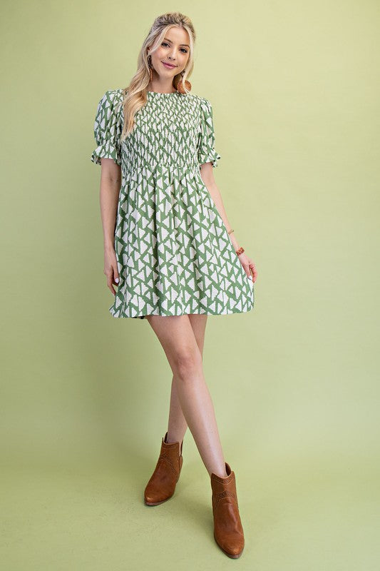 3/4 Length Sleeve Mini Dress