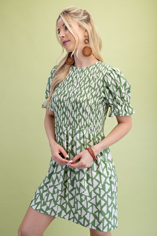 3/4 Length Sleeve Mini Dress