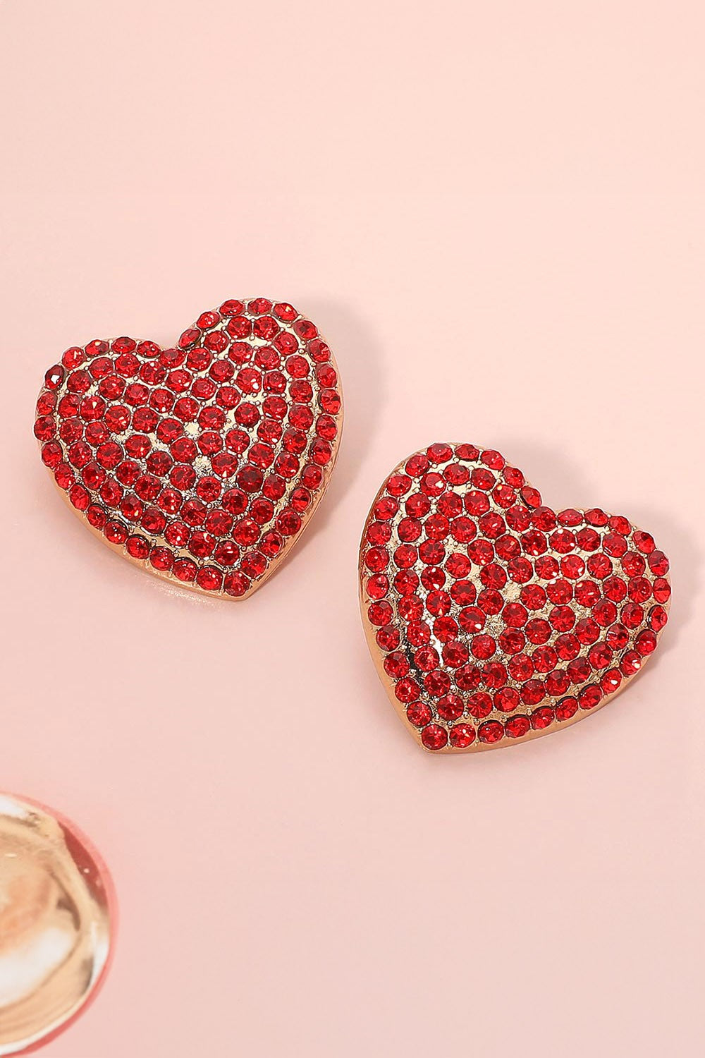 Bold Rhinestone Paved Heart Earrings