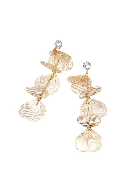 Multi Layered Sculpted Cutout Petal Drop Earrings