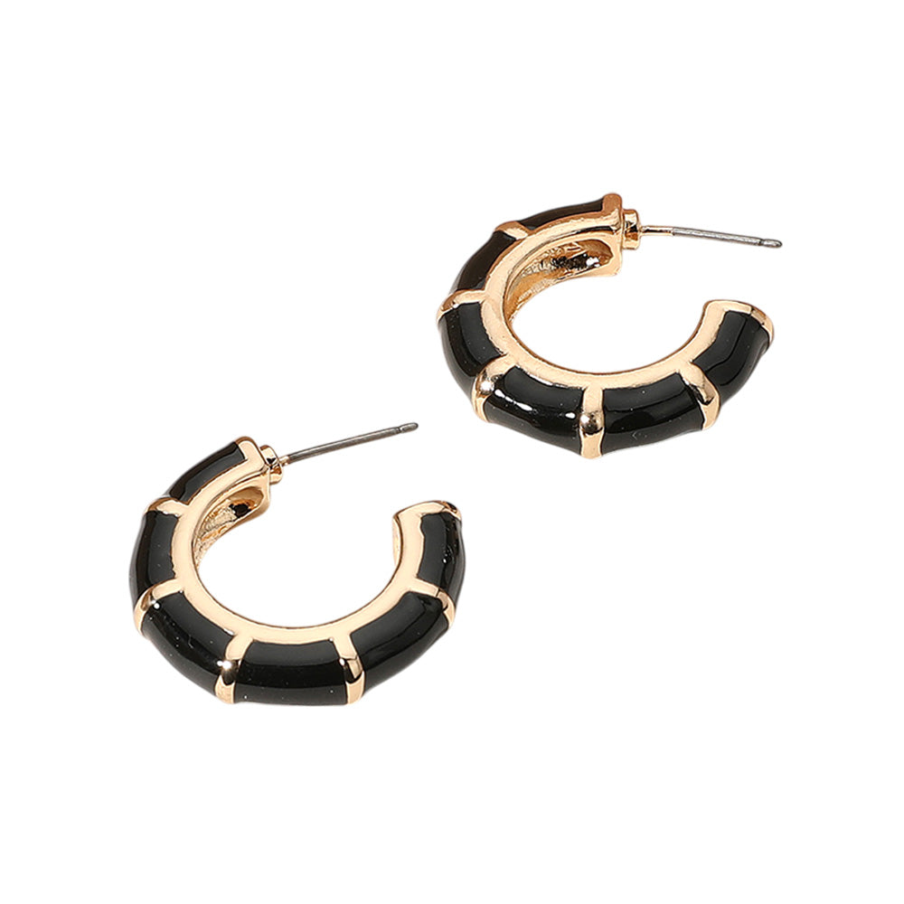 Enamel Bamboo Hoop Earrings