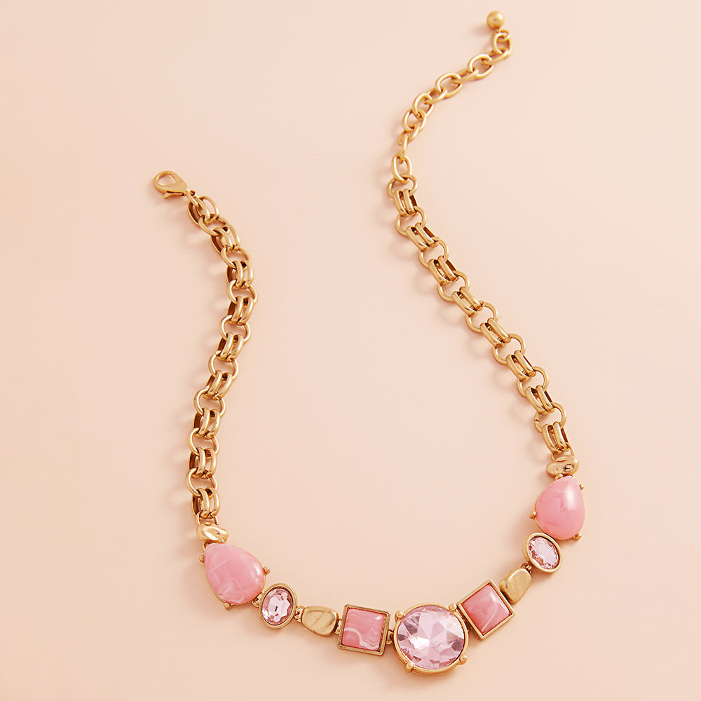 Mixed Shaped Epoxy Stone Link Necklace