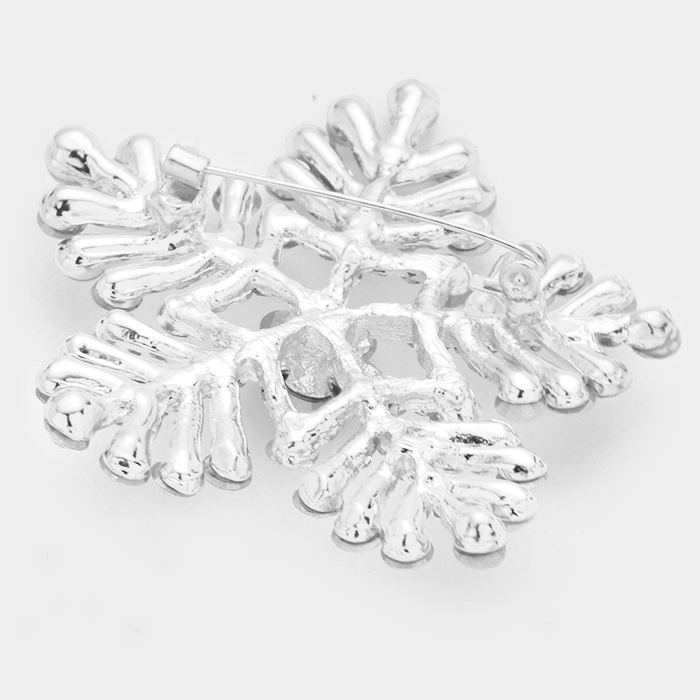 Crystal Pave Snowflake Pin Brooch