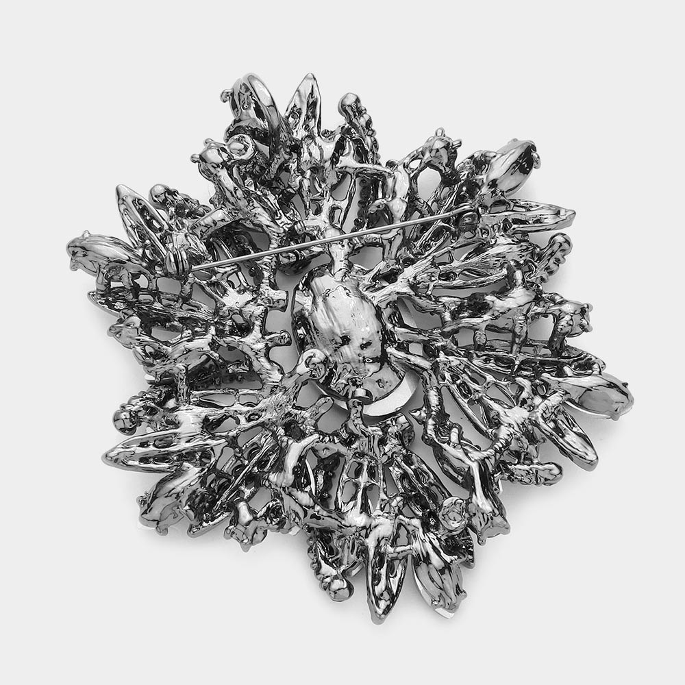 Glass Crystal Flower Brooch Pendant