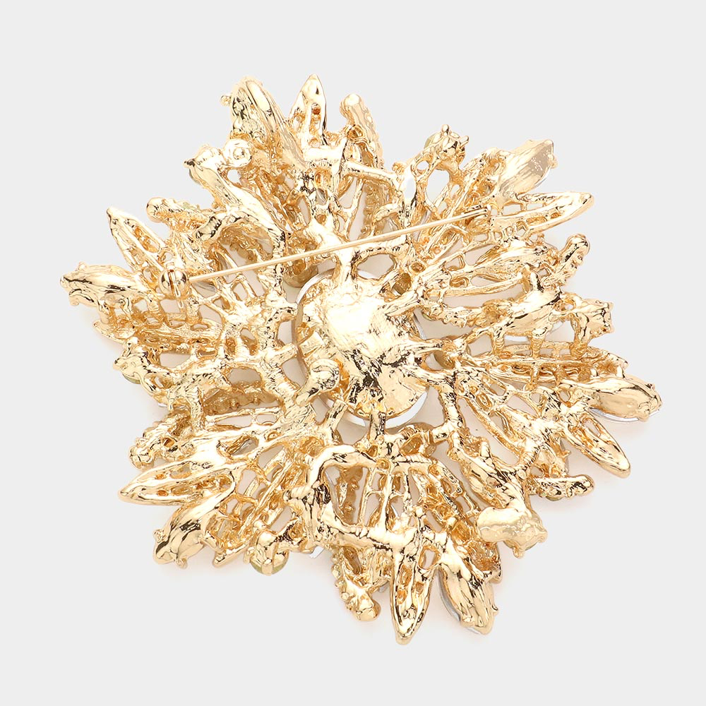 Glass Crystal Flower Brooch / Pendant