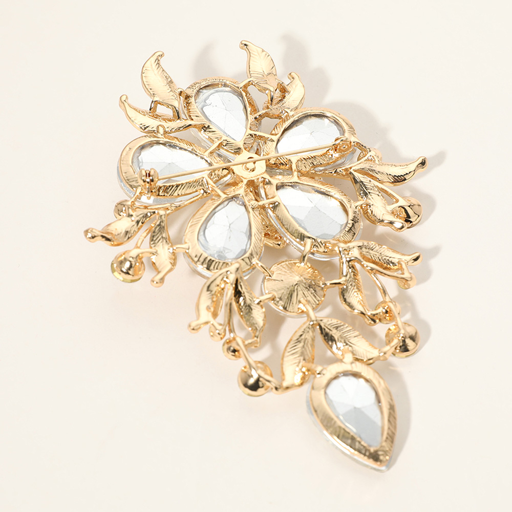 Flower Glass Stone Cluster Pin Brooch