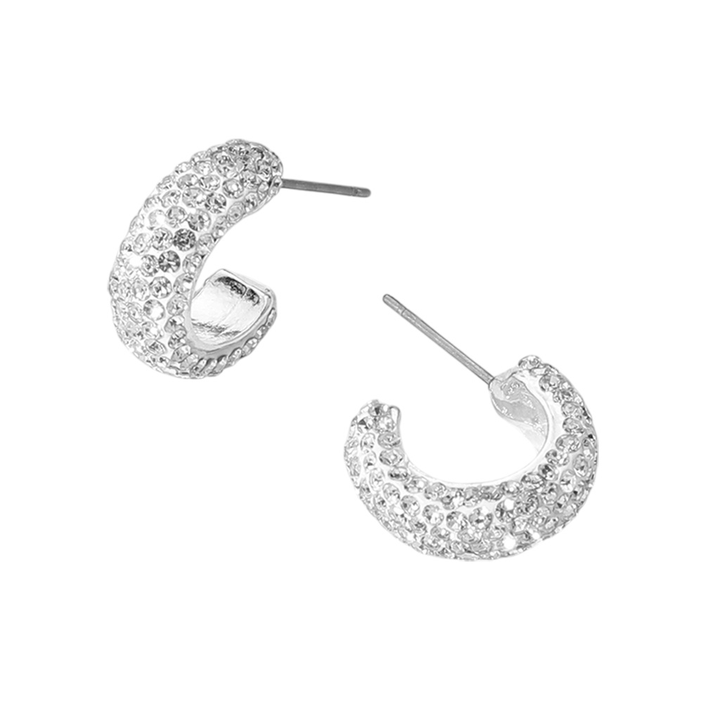 18K Gold Dipped Bling Stone Studded Mini Hoop Earrings