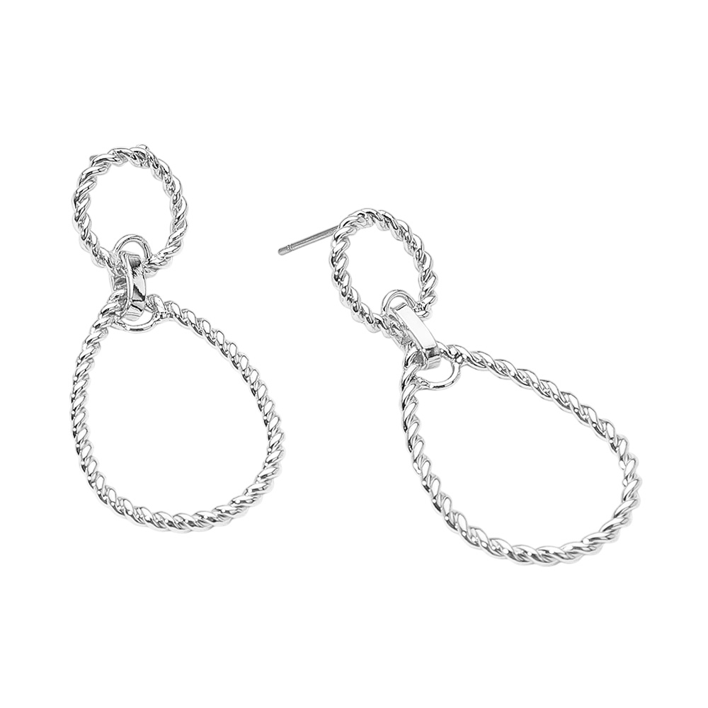 Metal Rope Open Teardrop Earrings