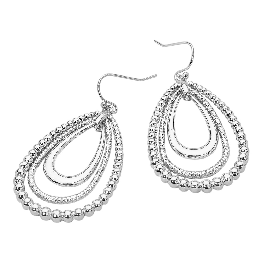 Metal Bubble Layered Teardrop Dangle Earrings