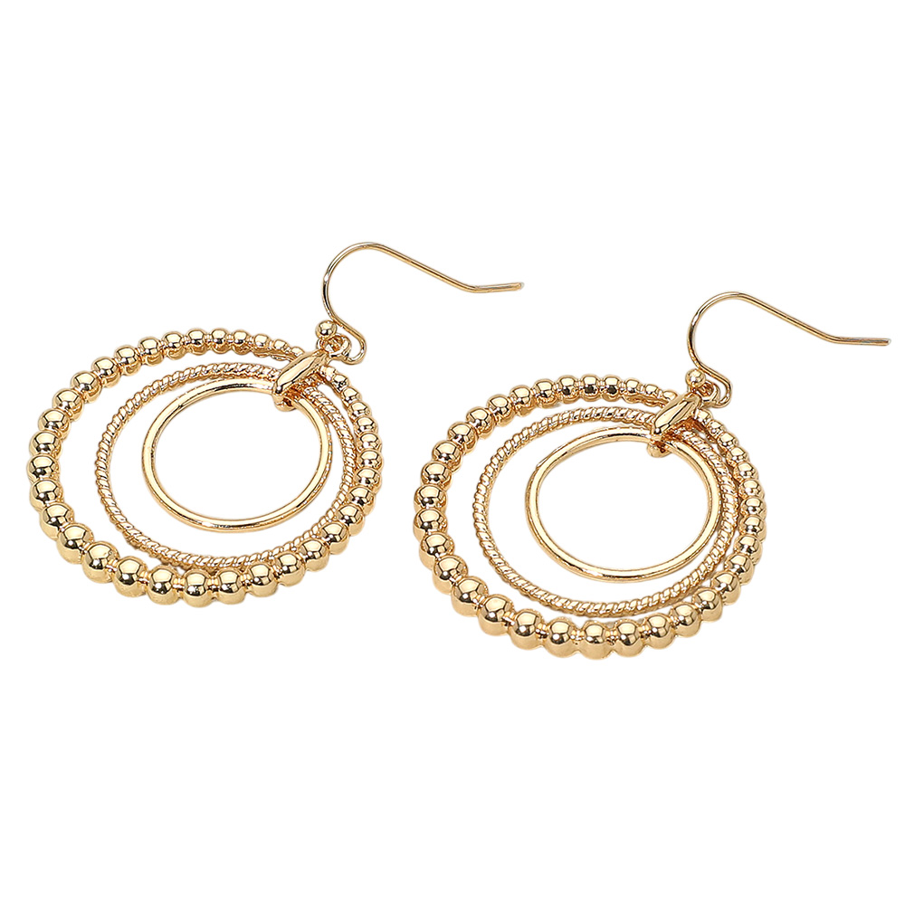 Metal Bubble Layered Hoop Dangle Earrings