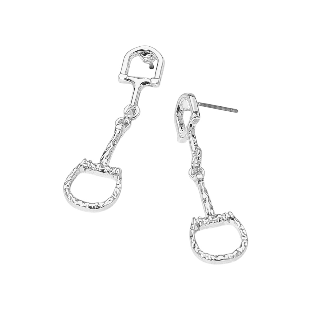 Metal Horsebit Link Drop Earrings