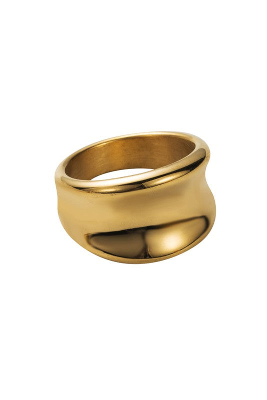 Stainless Steel Gold Geometric Ring- Size 7