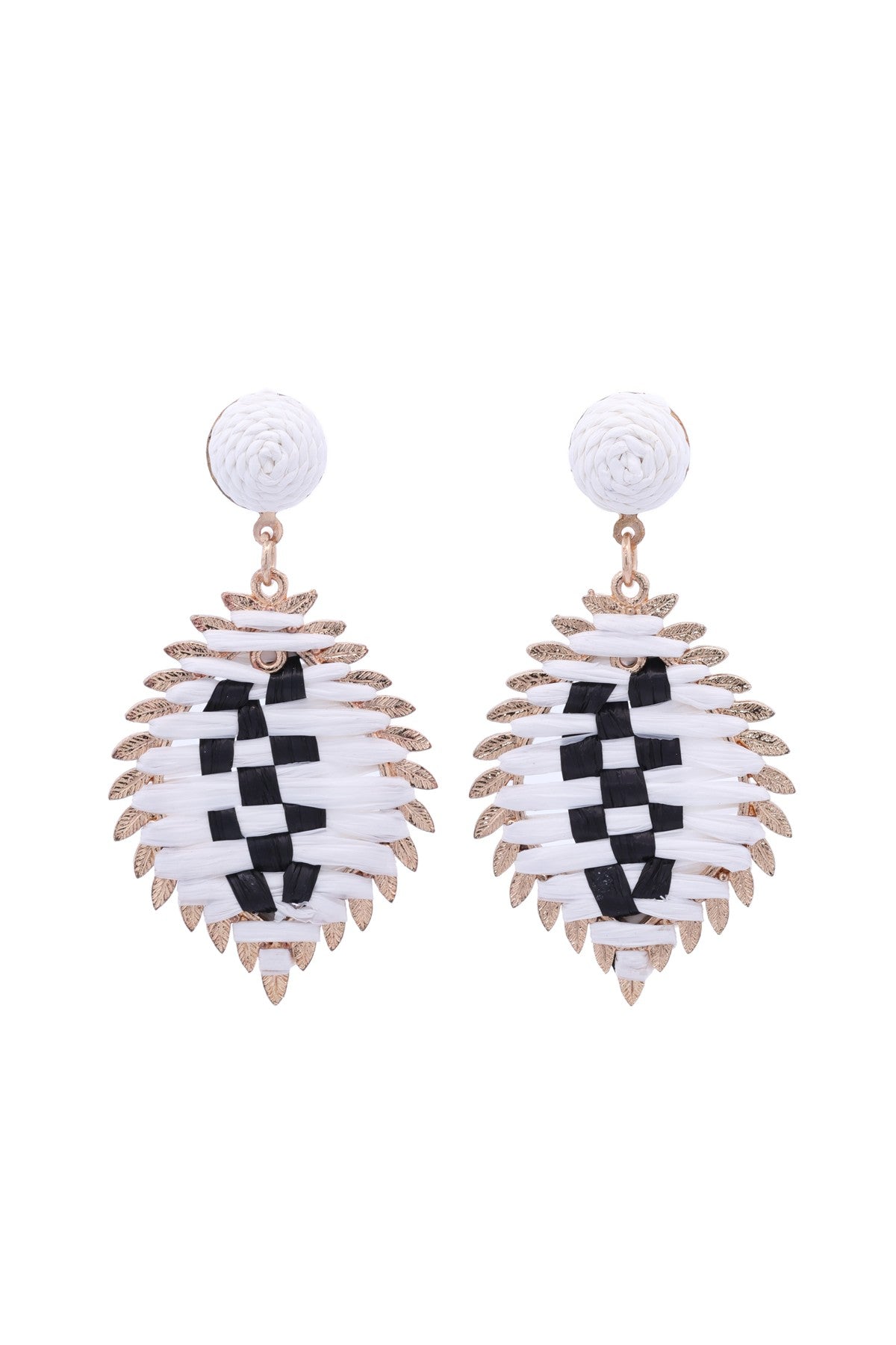 Handmade Rattan Color Block Leaf Earrings