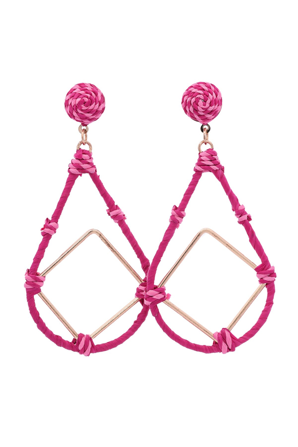 Raffia Open Teardrop with Dia Drop Earrings