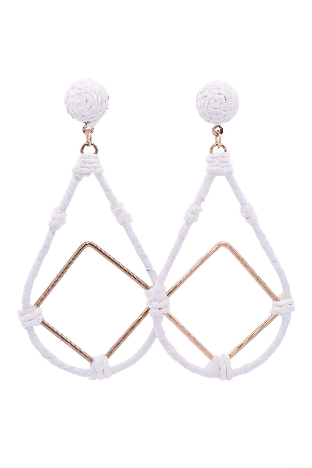 Raffia Open Teardrop with Dia Drop Earrings