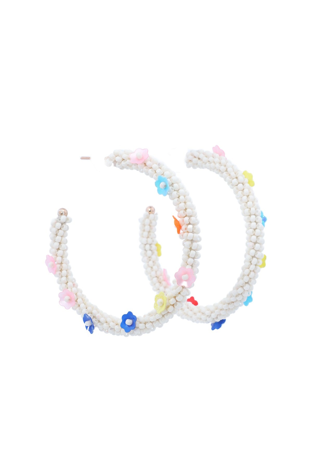 Bridal Beaded Hoop w/ Flower Earrings