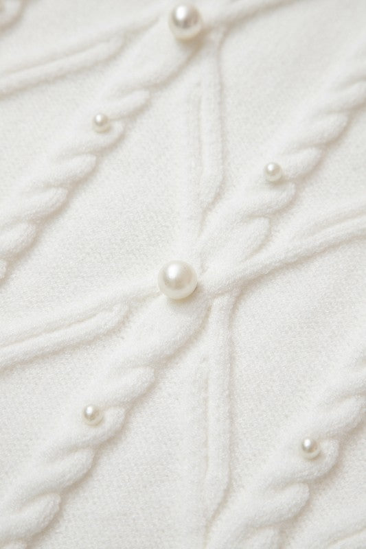 Pearl High Neck Textured Knit Sweater Vest