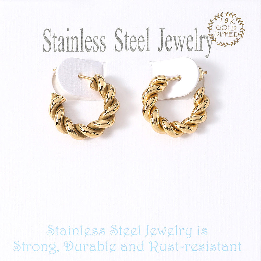 Stainless Steel Twisted Mini Hoop Earrings