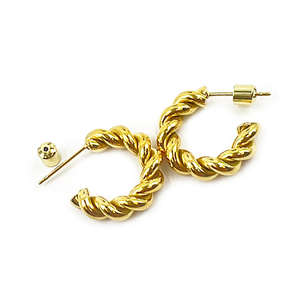 Stainless Steel Twisted Mini Hoop Earrings