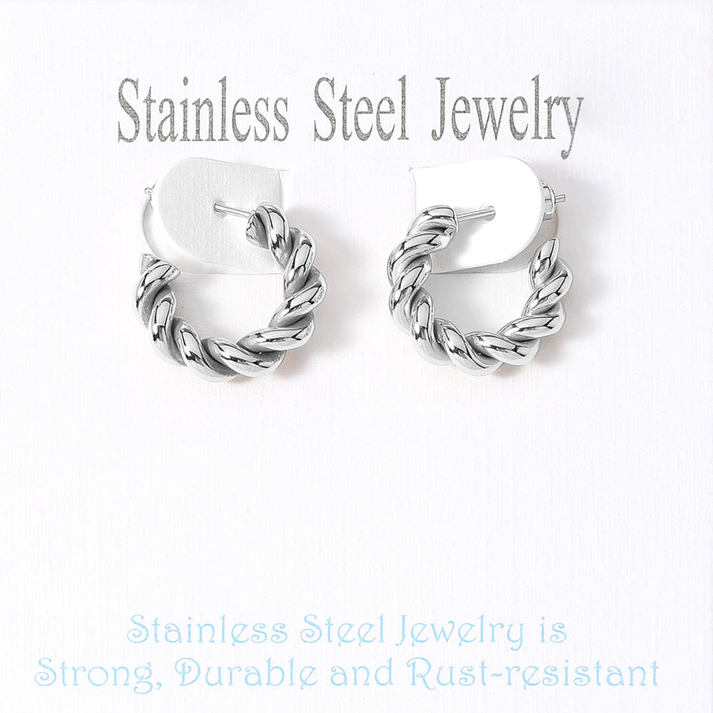 Stainless Steel Twisted Mini Hoop Earrings
