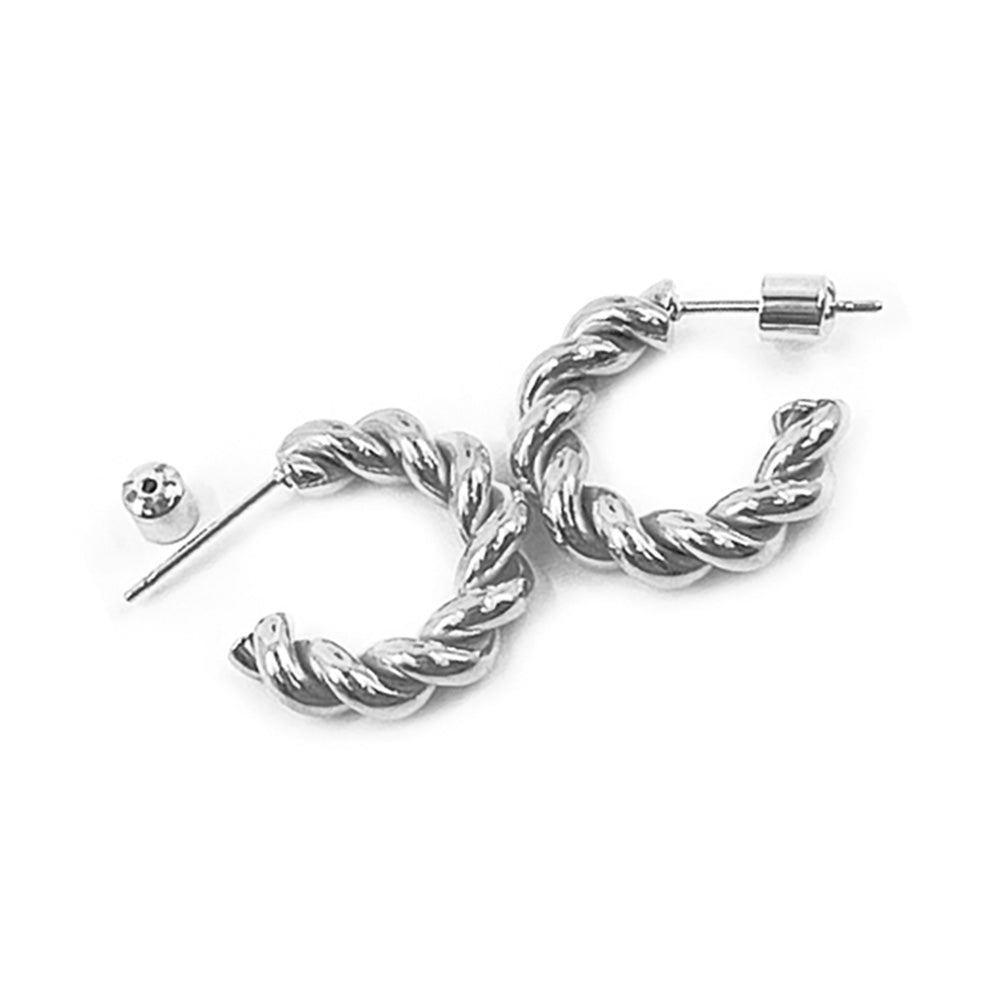 Stainless Steel Twisted Mini Hoop Earrings