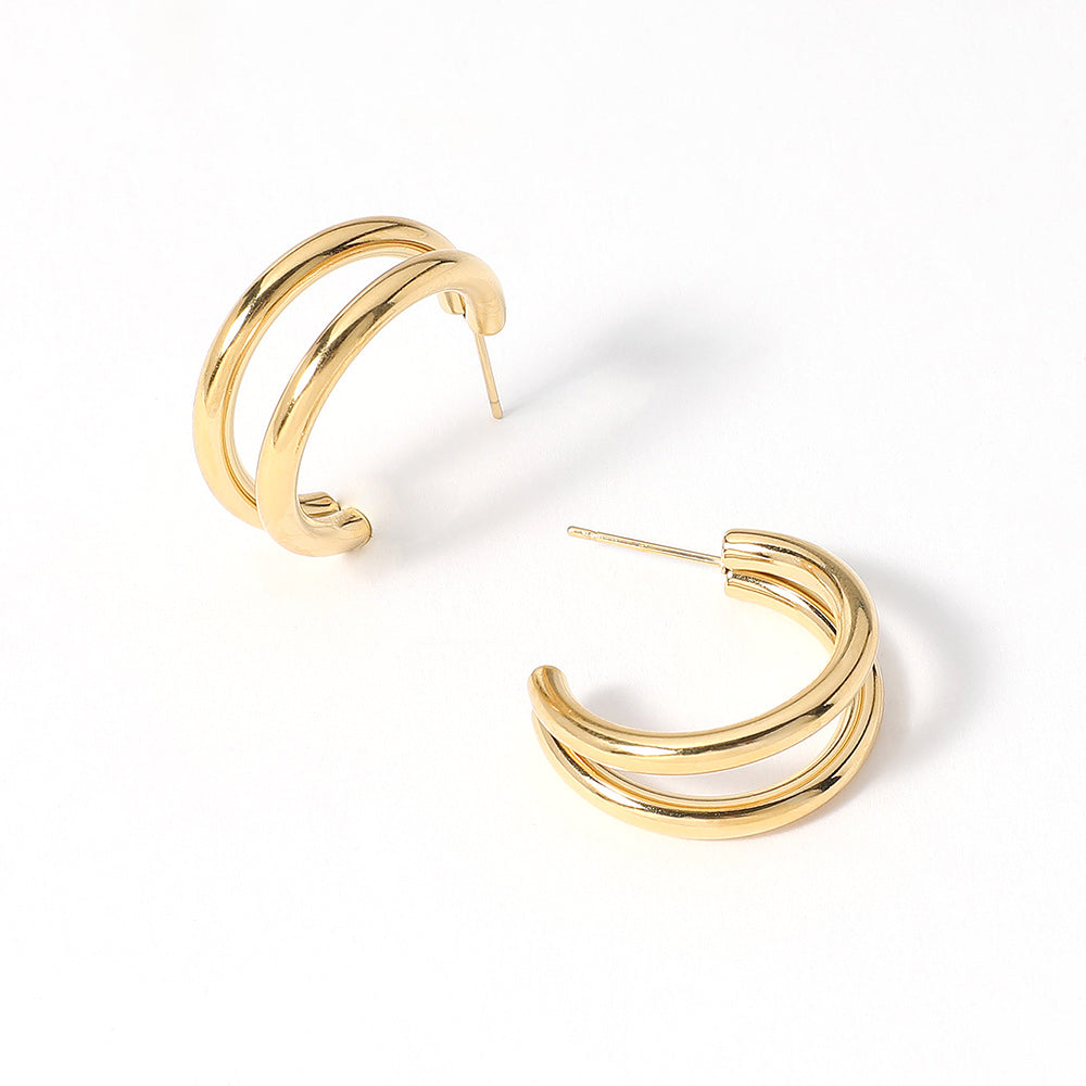Stainless Steel Split Hoop Earrings