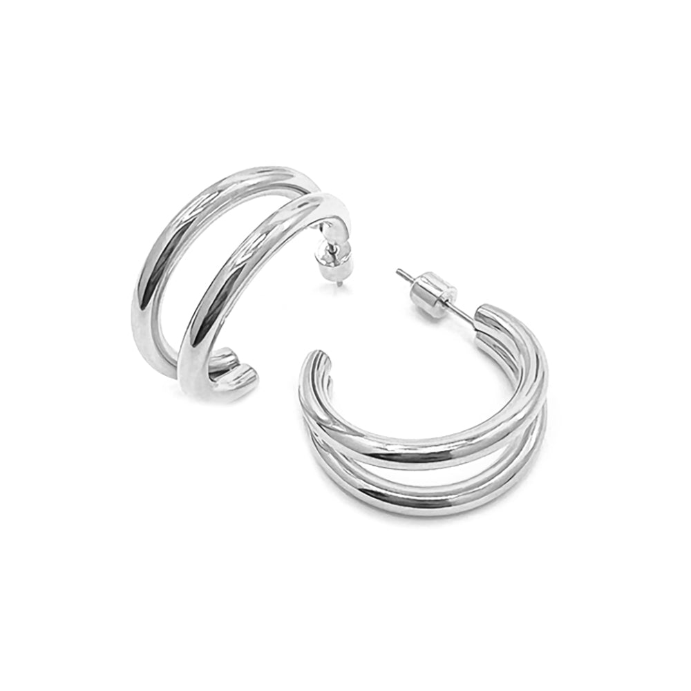 Stainless Steel Split Hoop Earrings