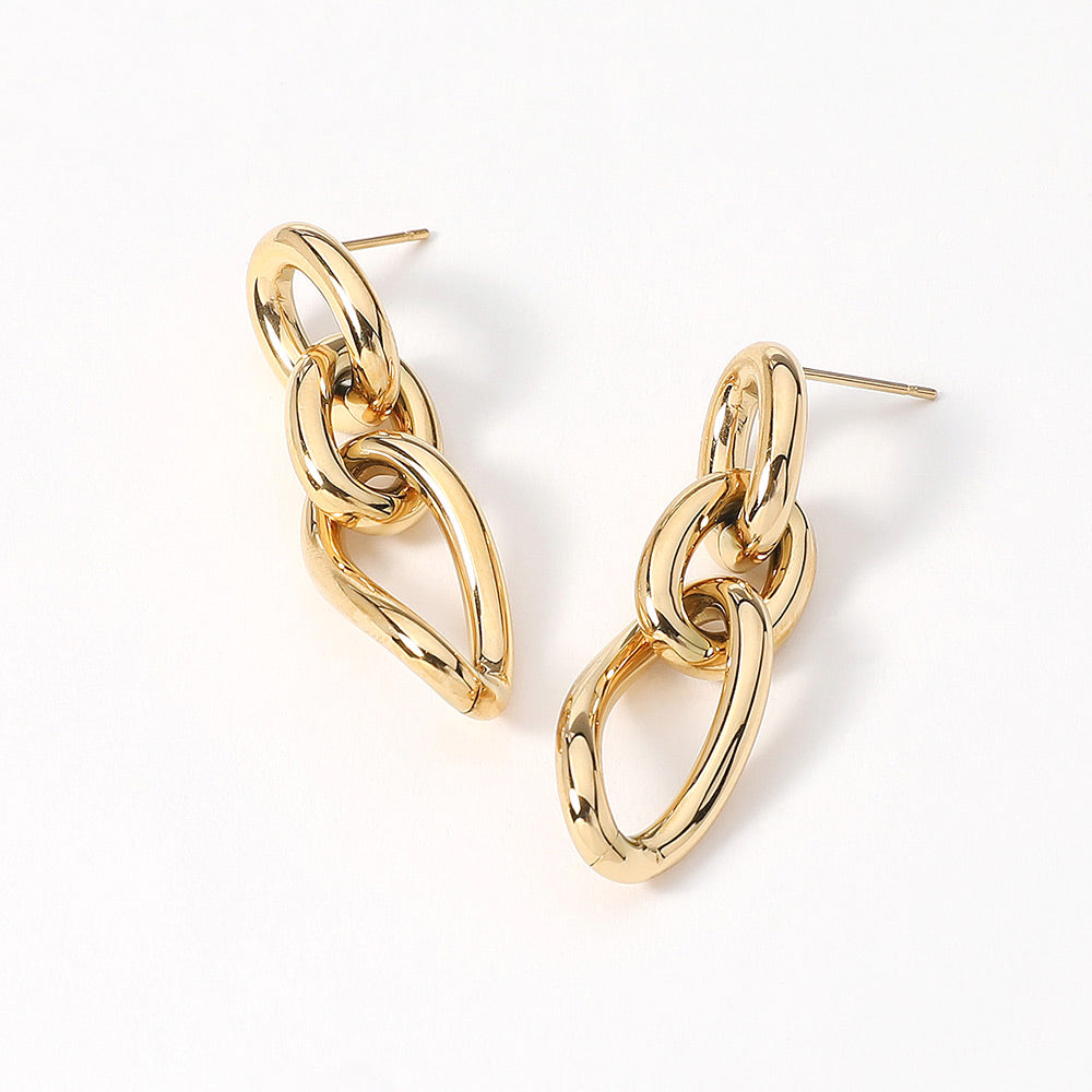 Stainless Steel Abstract Chain Link Earrings