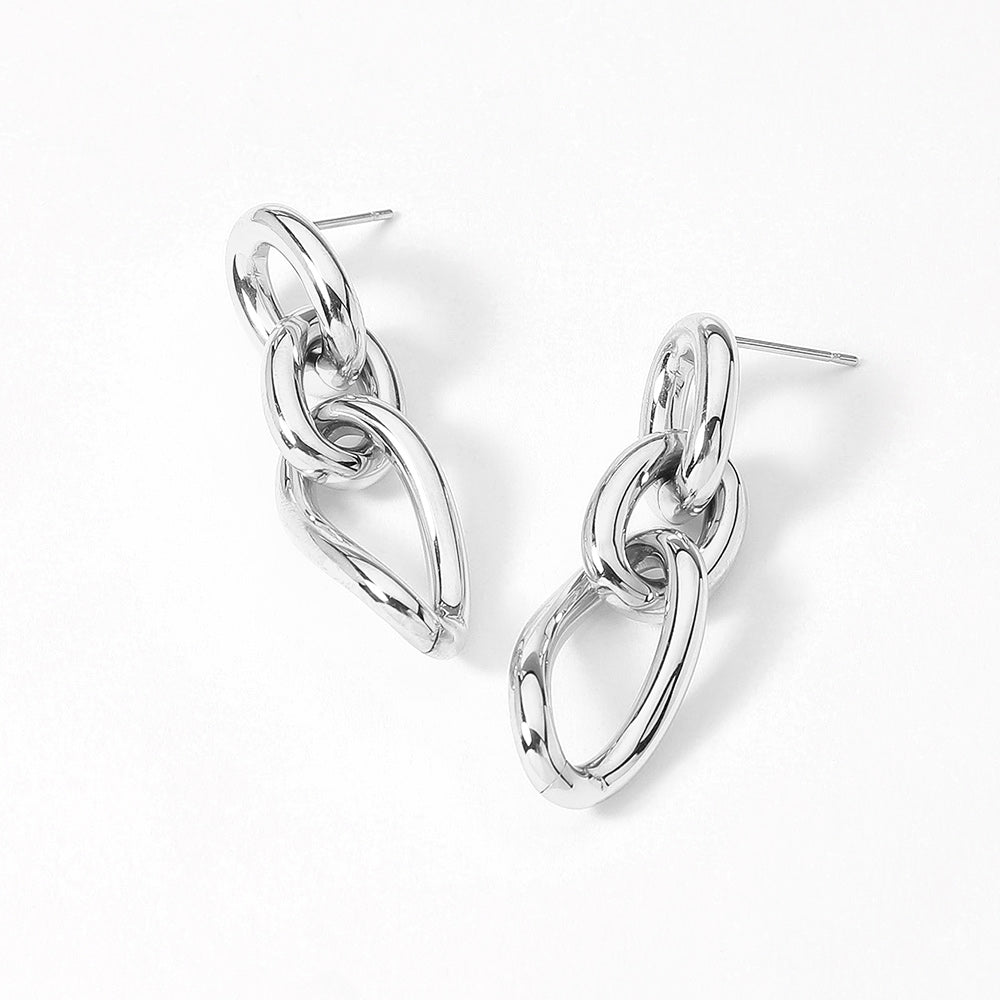 Stainless Steel Abstract Chain Link Earrings