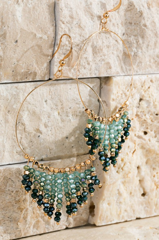 Beaded Tassel And Ring Earrings