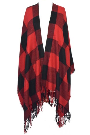 Black & Red Buffalo Pattern Cape
