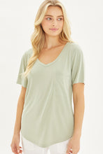 Load image into Gallery viewer, Knit Solid Jersey Basic V-Neck T-Shirt
