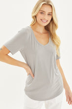 Load image into Gallery viewer, Knit Solid Jersey Basic V-Neck T-Shirt
