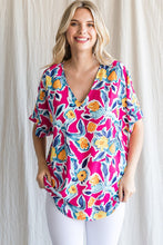 Load image into Gallery viewer, Flower Print V-neck Boxy Top
