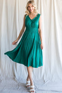 Solid Smocked Waist Sleeveless Dress