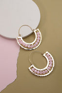 U DROP CHARM PEARL BEAD EARRINGS