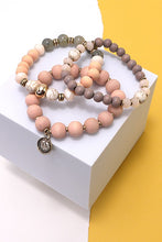 Load image into Gallery viewer, 3 ROW WOOD NATURAL BEAD STRETCH BRACELET SET
