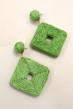 Load image into Gallery viewer, RAFFIA SQUARE DROP EARRINGS
