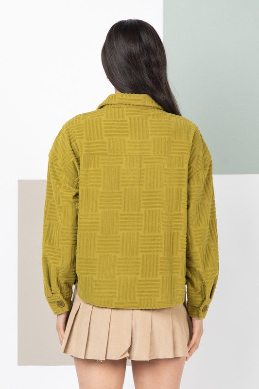 Comfy Soft Embossed Textured Towel Casual Shacket