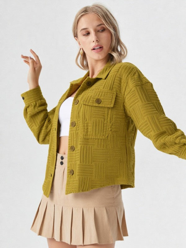 Comfy Soft Embossed Textured Towel Casual Shacket