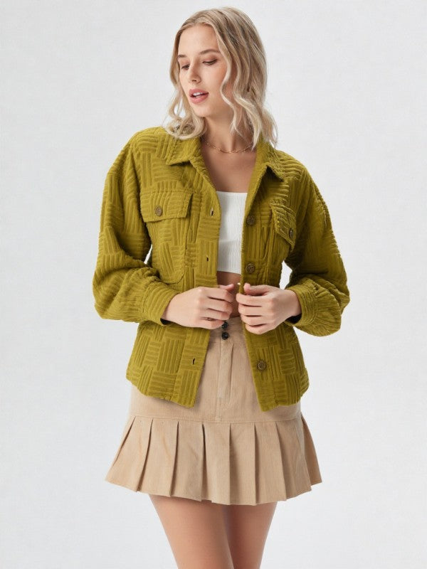 Comfy Soft Embossed Textured Towel Casual Shacket