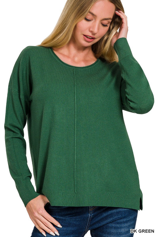 Viscose Front Seam Round-neck Sweater