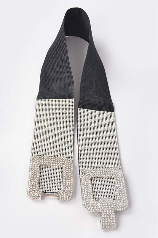 Rhinestone Buckle Elastic Belt