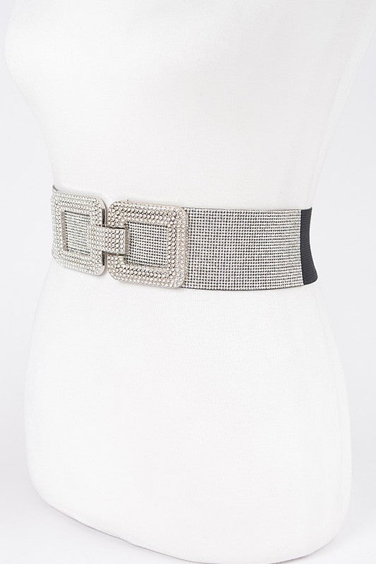 Rhinestone Buckle Elastic Belt