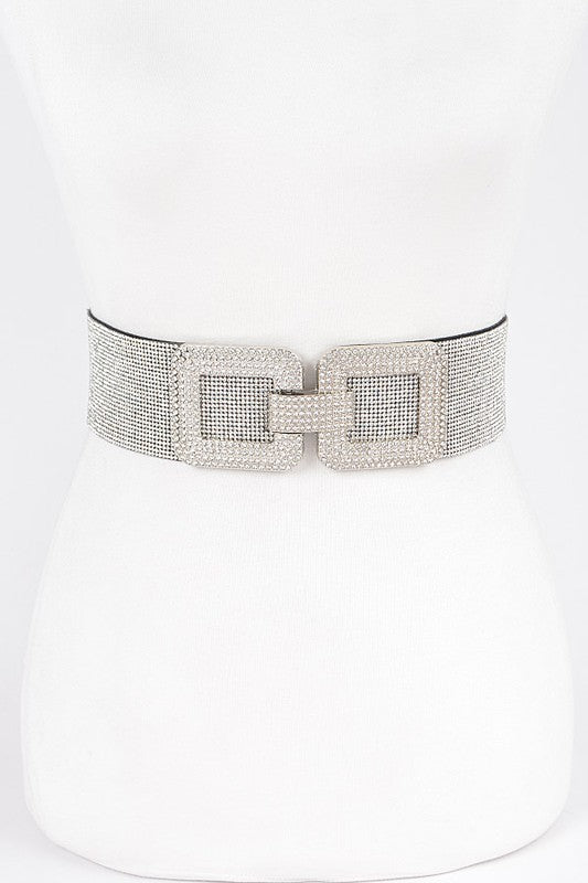 Rhinestone Buckle Elastic Belt