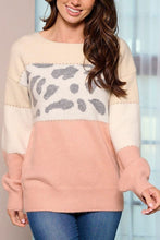 Load image into Gallery viewer, COLORBLOCK ANIMAL PRINT PULLOVER SWEATER
