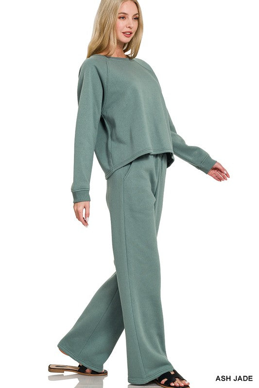 Fleece Raglan Sleeve Pullover & Sweatpants Set